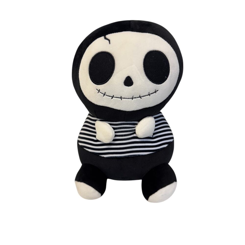 Smoochy Pals Black White Skeleton Heart Cuddly Halloween Plush Toy Striped